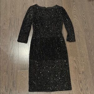 Eliza J black sequin long sleeve midi dress